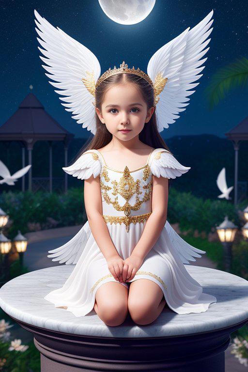 01275-3984286555-little cute angel with feathered wings looking to the night sky, ((gorgeous face)), ((realistic)), sitting on the outer egde mar.jpg